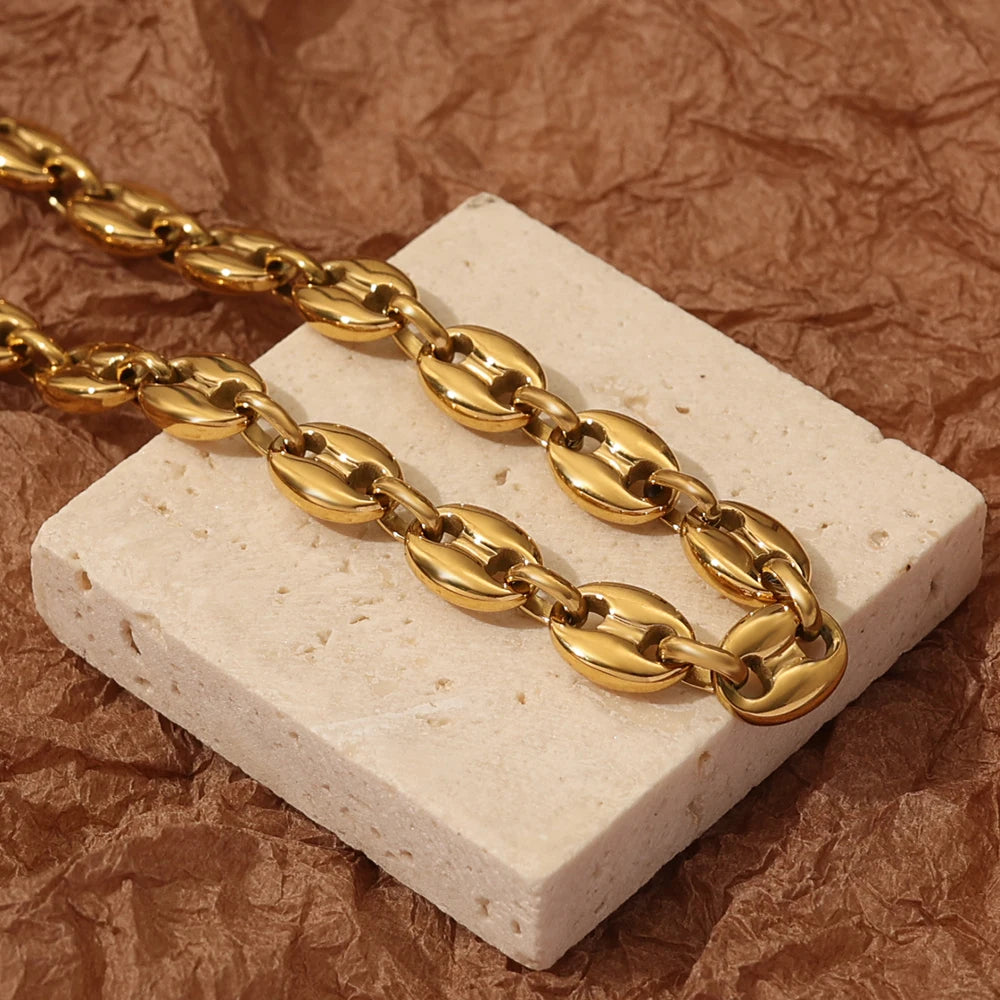 Simple Design Trendy Vintage Gorgeous Minimalist Statement Waterproof Nickel-Free Lead-Free Stainless Steel 18k Gold Plated