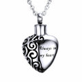 Cremation Jewelry Stainless Steel Always in My Heart Urn Necklace for Ashes Keepsake Pendant Necklace for Memorial Cremation Ash