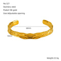 Wholesale 316L Stainless Steel Adjustable Women's Bracelet Fashion Texture 18K Gold Plate Fashion Bangle