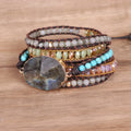 Bohemian Handmade Labradorite Multilayer Wrap Natural Stone Bead Bracelet SKB029