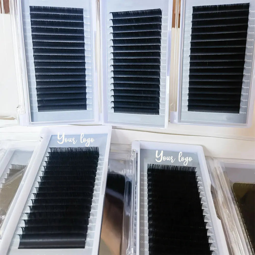 Custom Box Matte Black Volume Lashes Supplies Velvet Lash Extensions Individual Cashmere Mink Silk Eyelash Extensions Trays