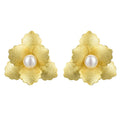 Lotus Fun Fashion Diamond Fine Jewelry Baroque Pearl Stud Earrings Set 925 Sterling Silver With 18k Gold Plated for Women Lady