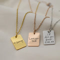 New Fashion Stainless Steel Blank Square Pendant Engraving Personalized Custom Date Name Necklace Necklace Personalized Jewelry