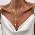 Trendy Bone Chain Imitated Pearl Irregular Bead Pendant Necklace for Women Fashionable Lady Daily Wear Accessories Jewelry Gifts