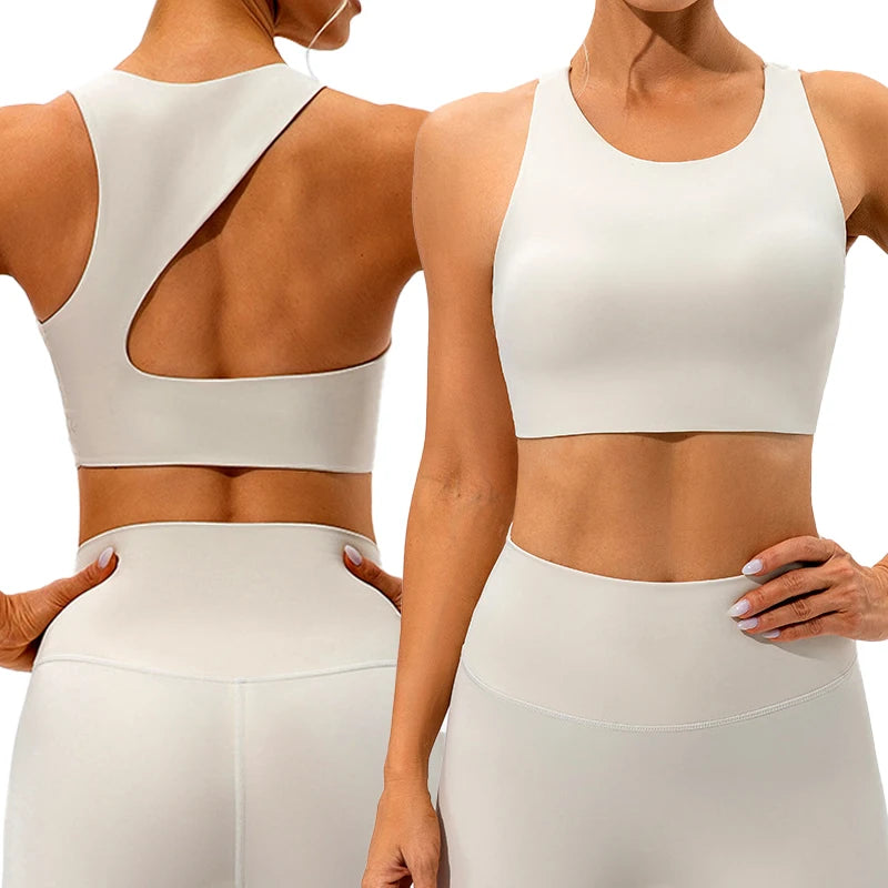 Breathable Racerback Workout Clothing Shockproof Elastic Tight Vest High Impact Sports Bra