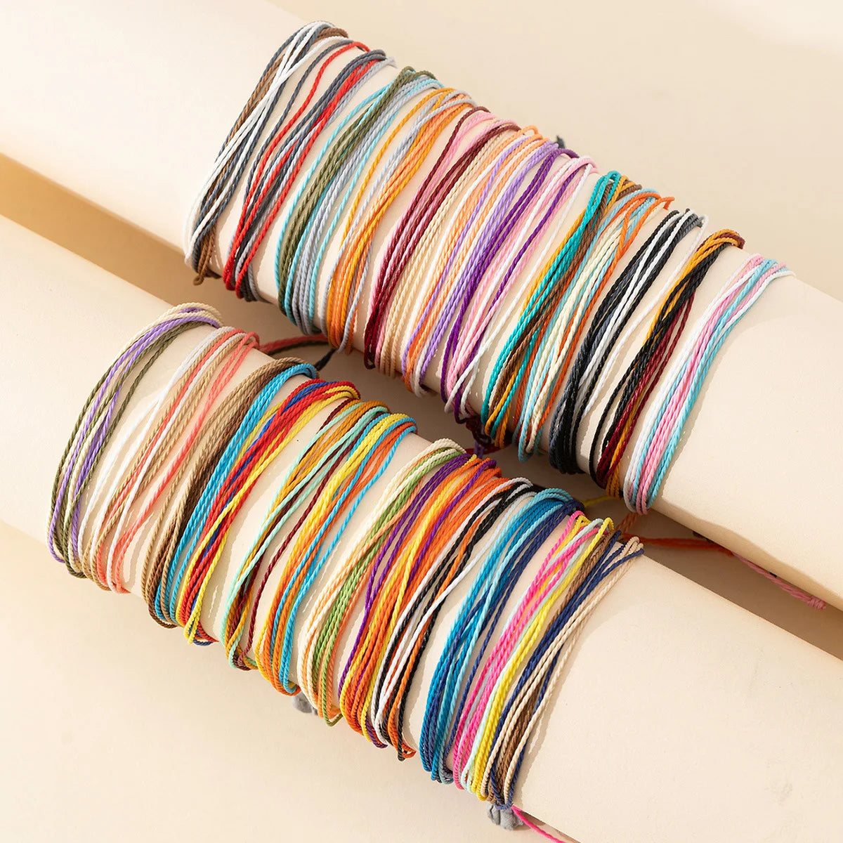 Bohemia Multilayer Braided Wax Rope Bracelet for Women Girls Colorful Handmade Chain Woven Adjustable Bracelet Beach Jewelry