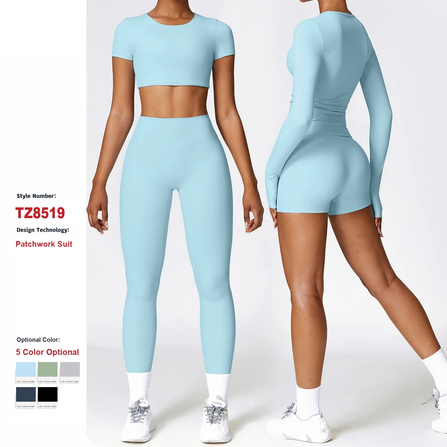 Wholesale Custom Women Solid Color Slim Yoga Short Sleeve Breathable Workout Fitness Running Gym Quick Dry Sports Yoga Set