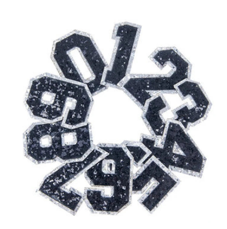 Black 0-9 Number Embroidered Patches Sew on Iron on Garment Jacket Patch