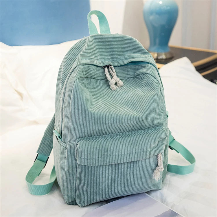 2026 Corduroy Women School Bags Backpacks for Teenager