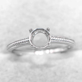 Sterling Silver 6mm/7mm/8mm Semi Mount Ring Frame Empty Blank Support Claws Setting S925 Base Without Center Stone for Inlay DIY