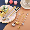 Wholesale Stainless Steel Coffee Tasting Spoon Dessert Cake Fork Cafe Spoons and Forks Set