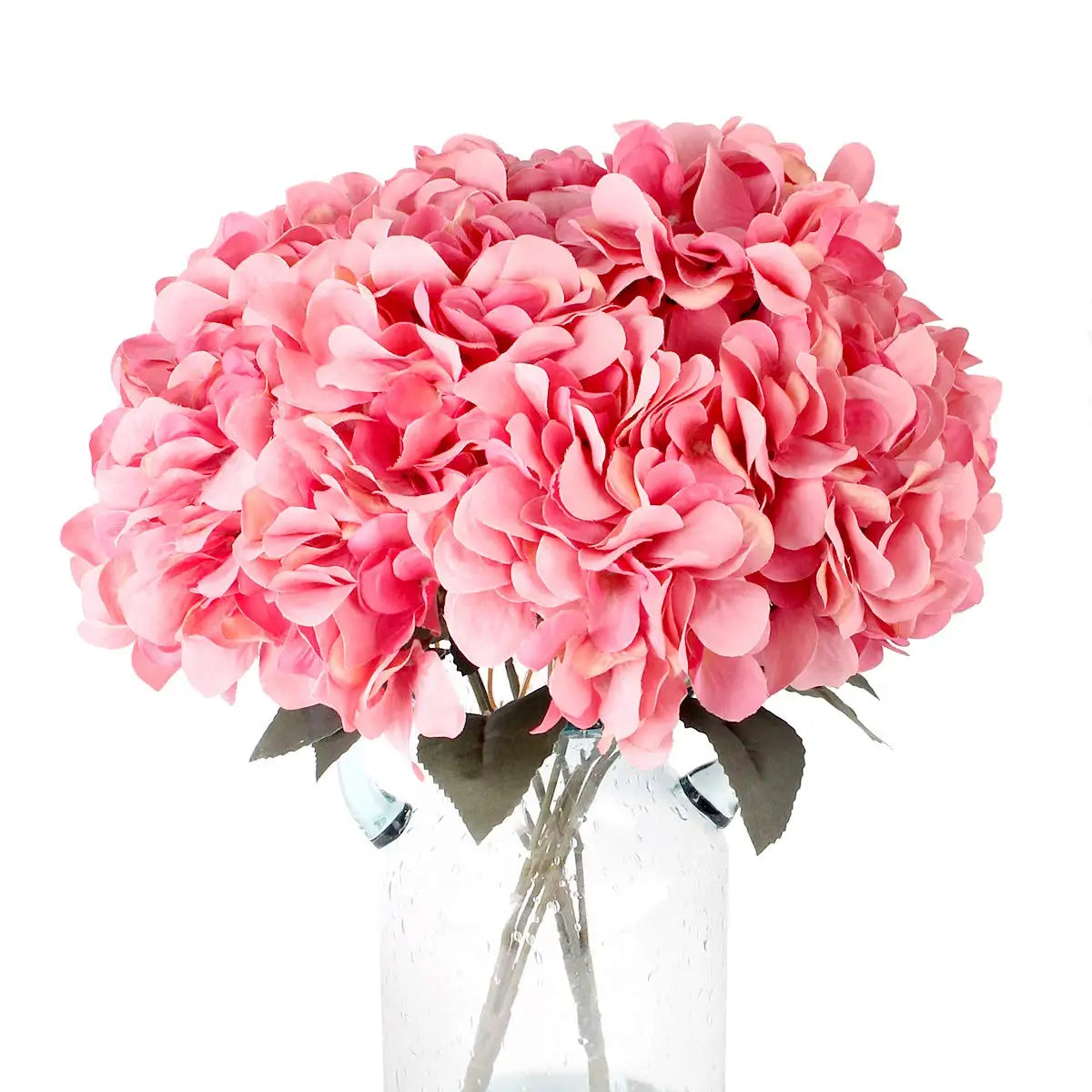 Ivory Hydrangeas Silk Flowers Real Touch Hortensien Big Leaf Hydrangea Artificial Flower for Wedding Centerpieces Home Decor