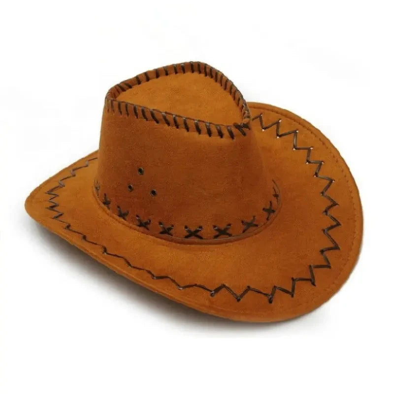 Western Cowboy Hat for Men Women  Fedora Outdoor Wide Brim Faux Leather Summer Wide Brim Beach Travel Cap