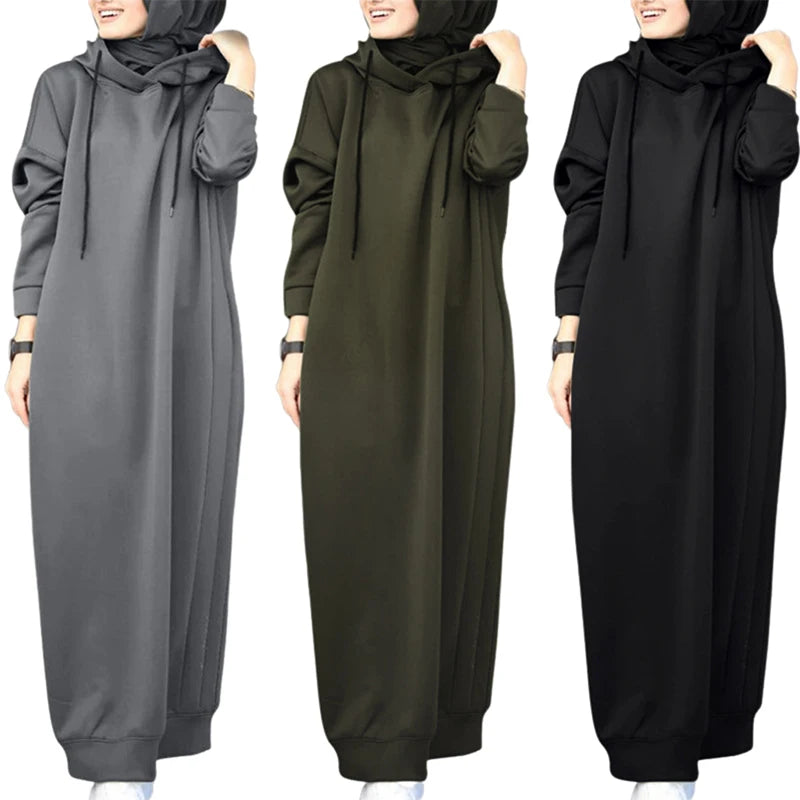 High Quality Islamic Clothing Abaya Hoodies Short Plush Fall and Winter Abaya Hoodies Coat