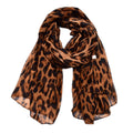 Women's Lightweight Leopard-Printed Voile Scarf Shawl for Spring/Summer Featuring Leaf Dot Tropical Patterns