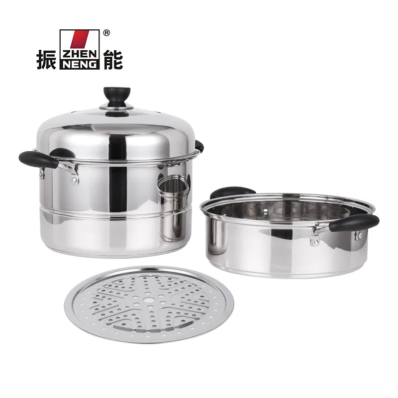 Zhenneng Multifunctional 2-layer Durable Cookware Stainless Steel Soup Steaming Pot with Large Capacity