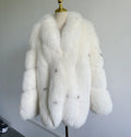 QC24001 New Arrival Saga Furs High Quality Hooded Winter Casual Fox Fur Coat