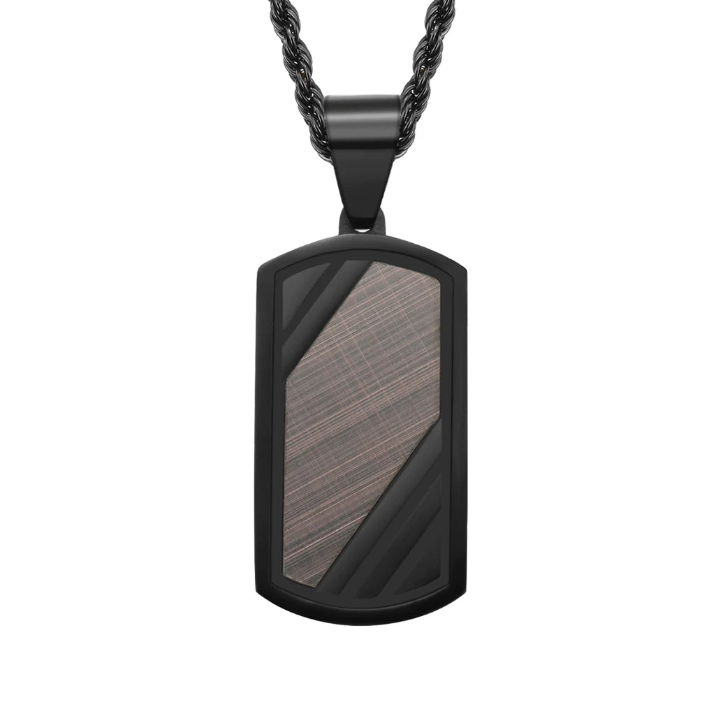 Alin Factory Hot Sale Engraving Customized Diablo Stainless Steel Cross Necklace Retro Rectangle Cool Pendant for Men