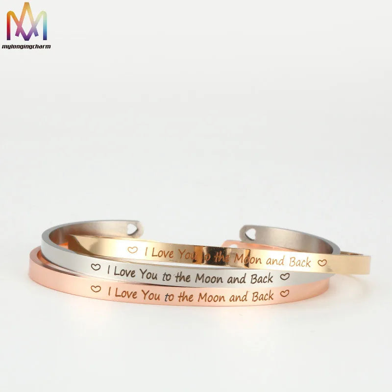 Women Mom Engraved Love Jewelry Mother Daughter Bracelet Set Mother Day Gift Set