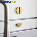 Koppalive Furniture Gold Drawer Pulls Crescent Black Kitchen Knob Solid Brass Cabinet Door Half Moon Handle