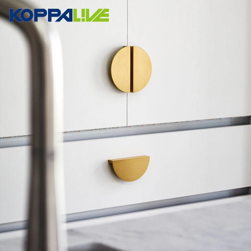 Koppalive Furniture Gold Drawer Pulls Crescent Black Kitchen Knob Solid Brass Cabinet Door Half Moon Handle