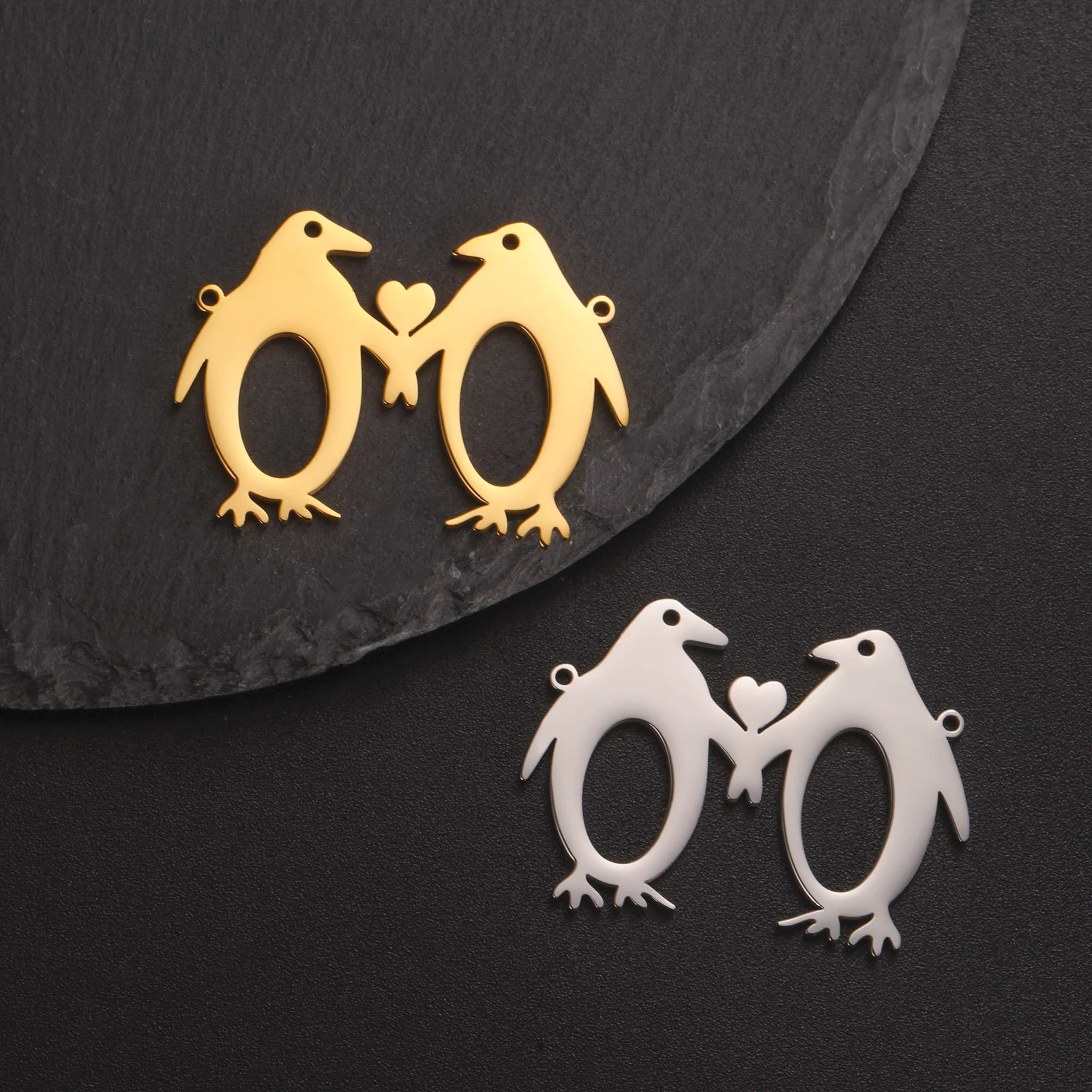 Fashion Stainless Steel Penguin Animal Charm Gold Color Natural Animal Pendant  Jewelry Accessories for Necklace Bracelet