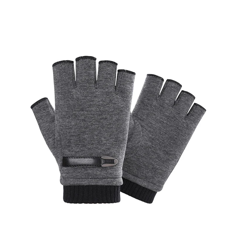 Fashionable Men Gloves Winter Warm Half Finger Thermal Gloves