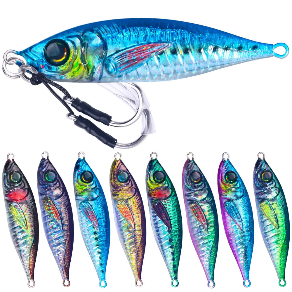 Wholesale LB053~065 7g~200g Different Sizes Saltwater 3D Printing Heavy Metal Jig Baits Lead Jigging Fishing Lures