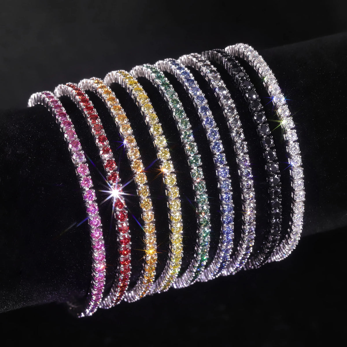 Abiding Cheapest Price 925 Sterling Silver Moissanite Gold Chain Women Men Tennis Bracelet 3mm Color Moissanite Tennis Chains MegaBDM