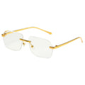 Trendy Rectangle Sunglasses for Unisex Uv400 Rimless with Custom logo Small Frame Metal and Pc Material clear Lens Sunglasses