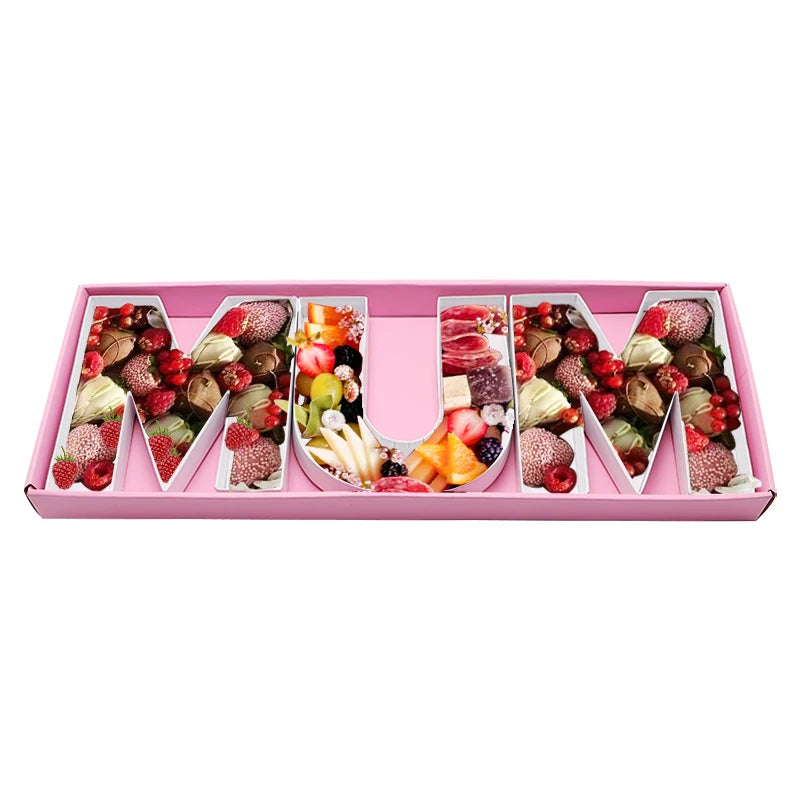 Fillable Love Floral Chocolate Strawberry Packaging Letter Shaped MUM Gift Box for Treat Mother's Day