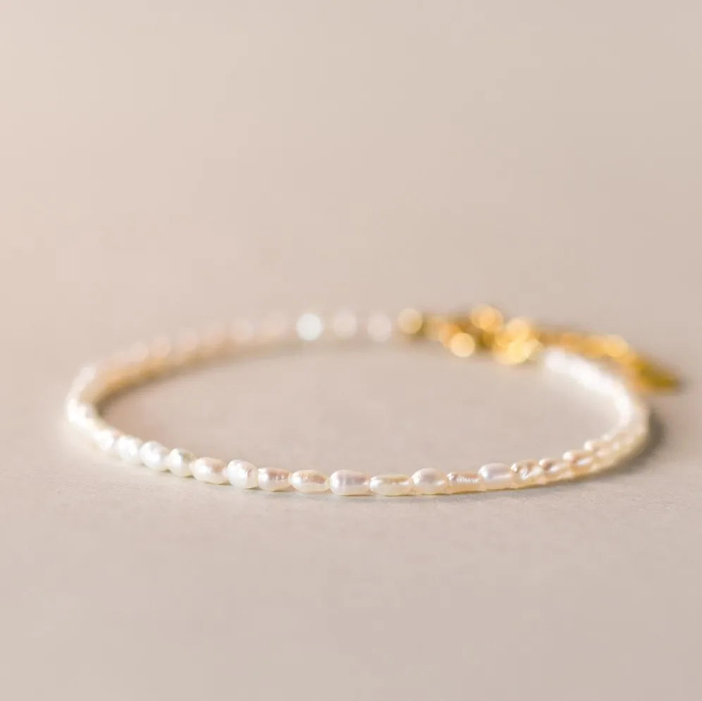 Fashion Jewelry 925 Sterling Silver Bracelets Gold Plated Small Natural Freshwater Pearl Bracelets for Women Girls