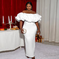 Spring White Backless Ruffled Party Plus Size Women Cocktail Dresses