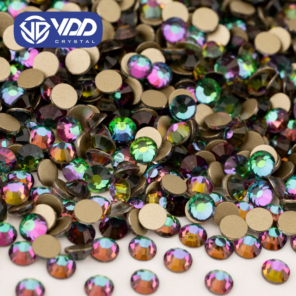 VDD 064 Green Flare High Quality Glass Rhinestones Crystal Glod Back Flatback Strass Stones Nail Art DIY Crafts Decorations
