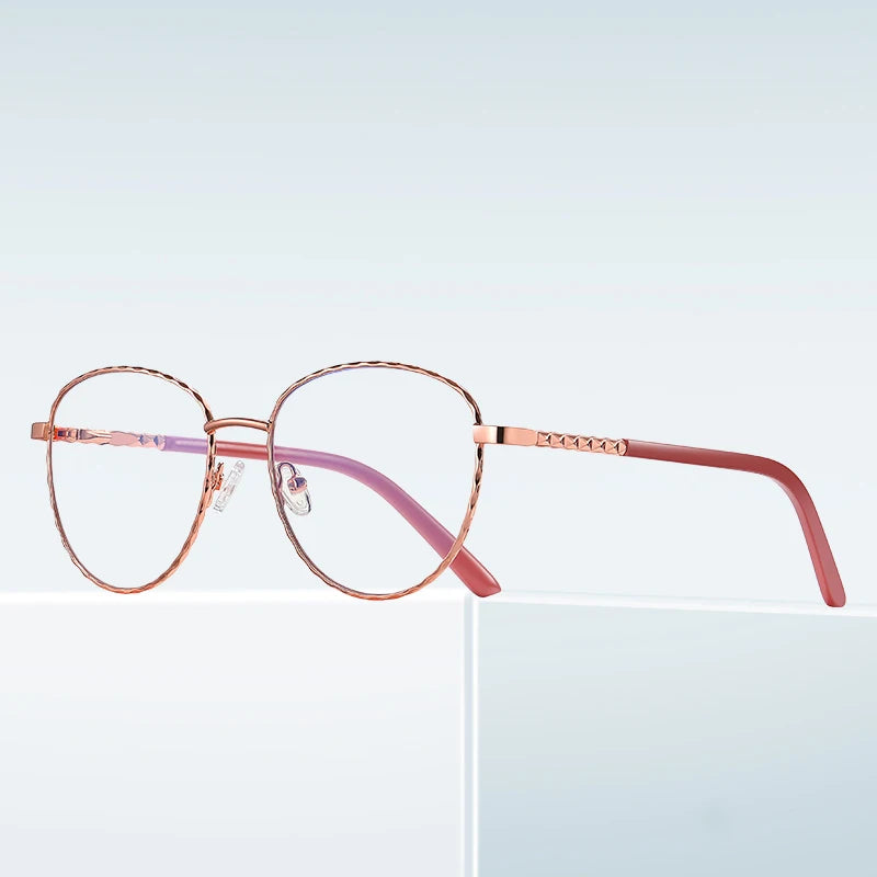 Wholesale Trendy Custom logo Glasses Frame Metal Optical Eyeglasses for Women Round Eye Glasses Ready Stock