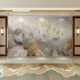 Artistic Conception Landscape Bird Tv Background Wall Cloth Living Room Atmospheric Mural Study Self-Adhesive Wallpaper Sticker