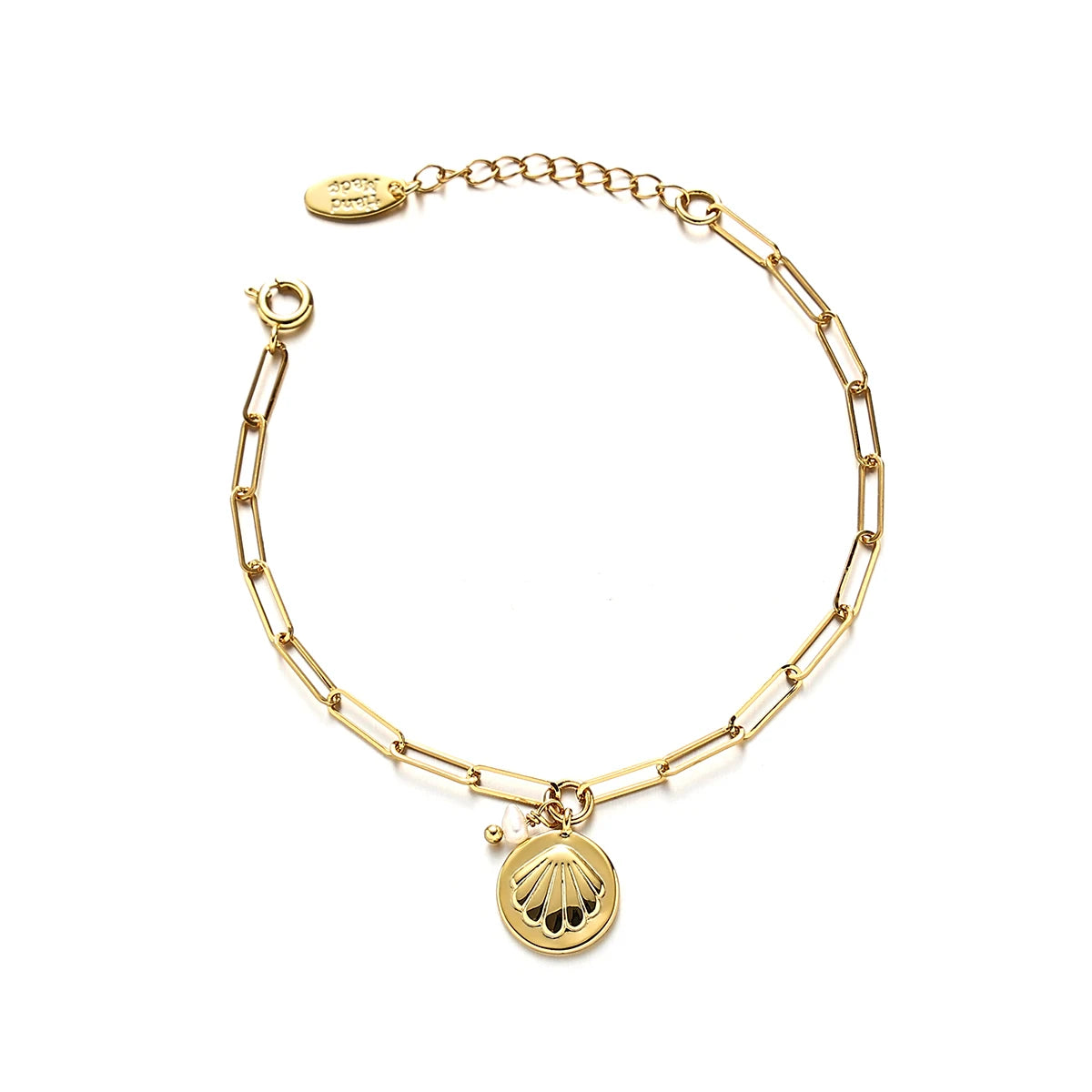 New Arrival Simple 18k Gold Plated Chain Bracelet Fashion Vintage Pearl Shell Charm Bracelet for Women