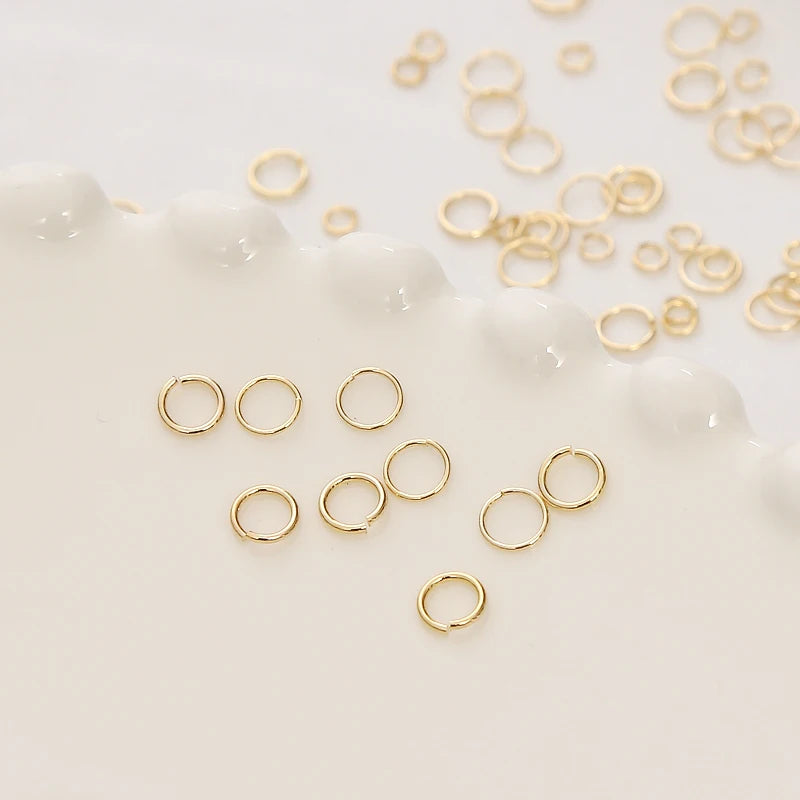 14K Gold Plated Brass Open Jump Ring Necklace 3/4/5/6/7/8mm Flat Single Loops Jewelry Making Connector Findings
