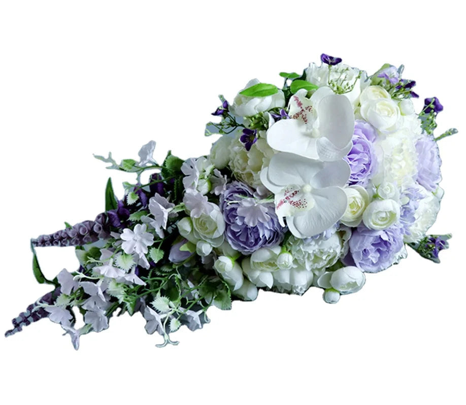Morili Droplet Shaped Purple butterfly Flower for Bride Holding Flower Bouquet Photography Studio MB9