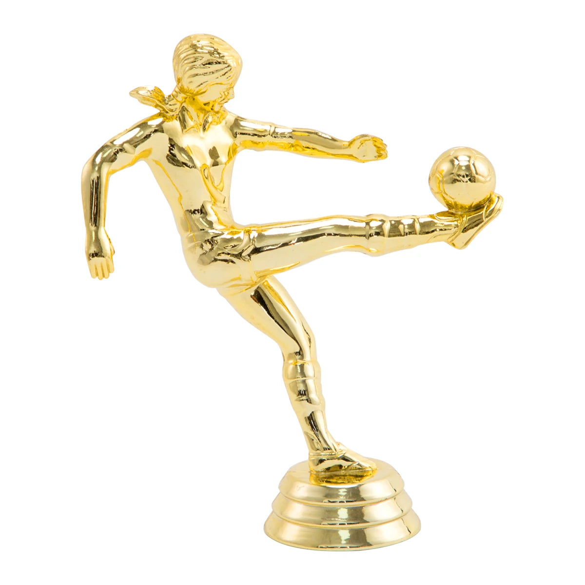 Gold Plated ABS Football Player Woman Action Figurine Soccer Trophies Parts with Customization GZ44