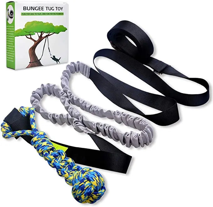 Outdoor Bungee Tug Toy Dog Toy Hanging From Tree for Small to Large Dogs Interactive Exercise Play Rope Cord & Tether Tug