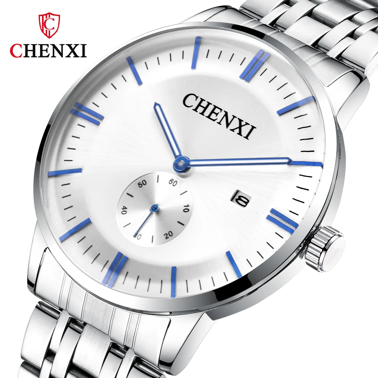 CHENXI 060 Lover's Stainless Steel Waterproof Clock Date Wristwatches Women Fashion Quartz Watches for Men Send Wife Gift Watch