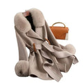 2025 Hot New Fashion Lace up Midi Fox Fur Collar and Sleeves Double Sided Woolen Coat for Women