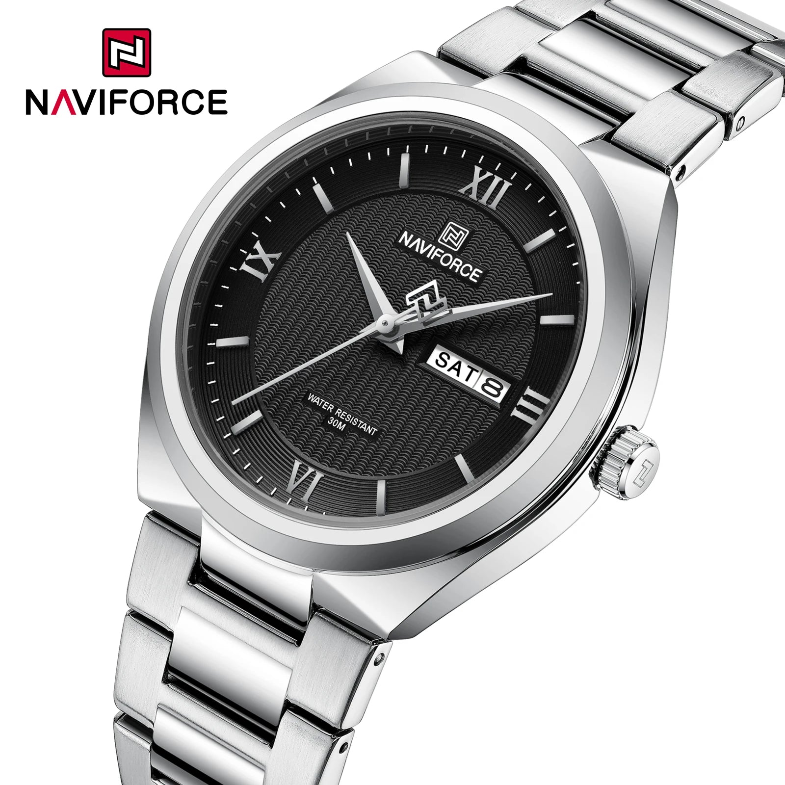 NAVIFORCE 8030 Stainless Steel Men's Quartz Watches Fashion Waterproof Wrist Watch OEM Logo Watch