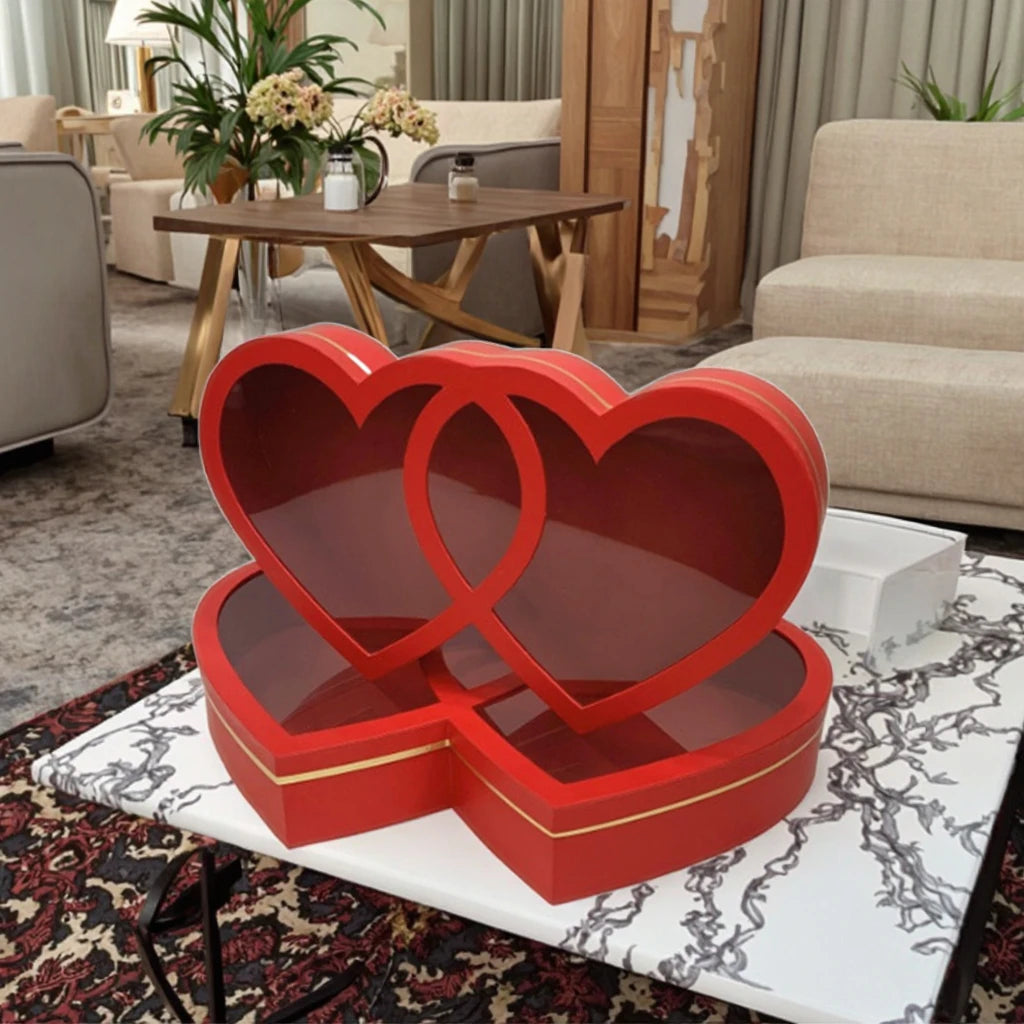 AM-GPB15 Ammy  Luxury Custom 2 in 1 Flowers Gift Box Heart-shaped Fruit & Flower Box for Weddings Big Eternal Rose Packaging Box