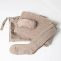 2026 Supplier Custom Knitted Cashmere Blend Blanket Eyemask Socks Warm Luxury Cozy 100% Cashmere Travel Set With Bag Pouch