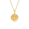Gemnel Fashion 925 Silver 18k Gold Pearl Sun Radiant Locket Open Pendant Necklace Women