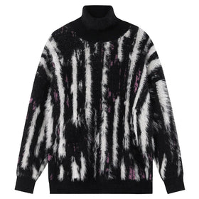 Gradient Mohair Cardigan Coat Custom Knitting Pattern Mohair Blend Sweater Coat Unisex Mens Knitwear Tie Dye Multicolored Jacket