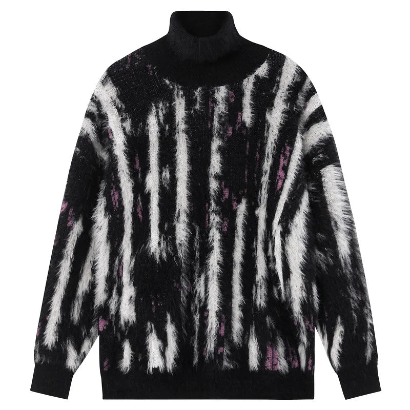 Gradient Mohair Cardigan Coat Custom Knitting Pattern Mohair Blend Sweater Coat Unisex Mens Knitwear Tie Dye Multicolored Jacket