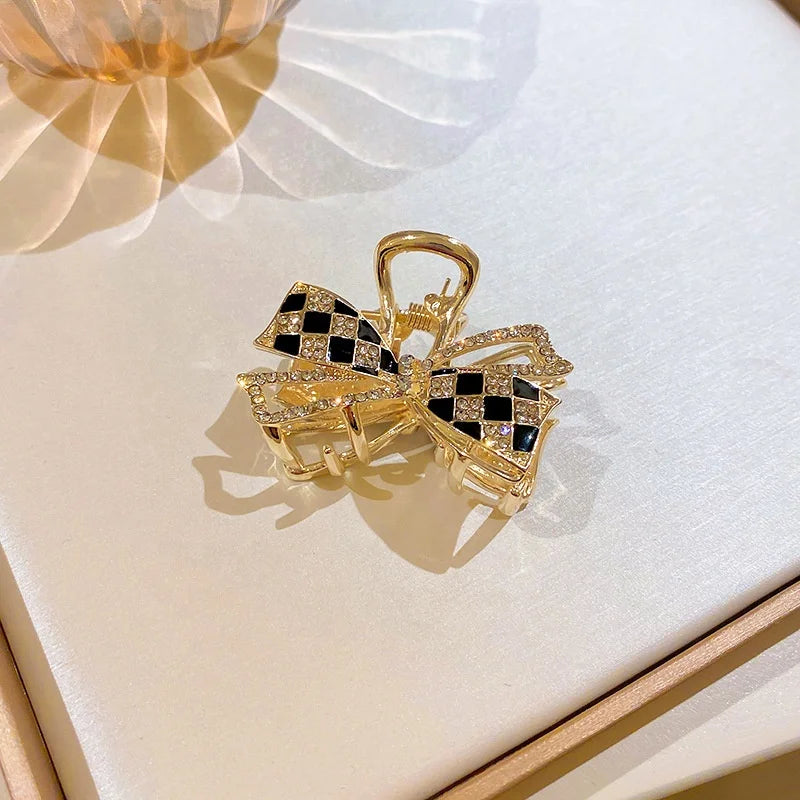 Factory Wholesale Fashion Lady Bowknot Hair Accessories 2022  Alloy Hair Claws With Rhinestone Hair Claws for Girl